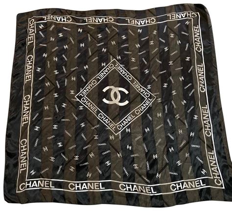 chanel bandanna|Chanel scarf black and white.